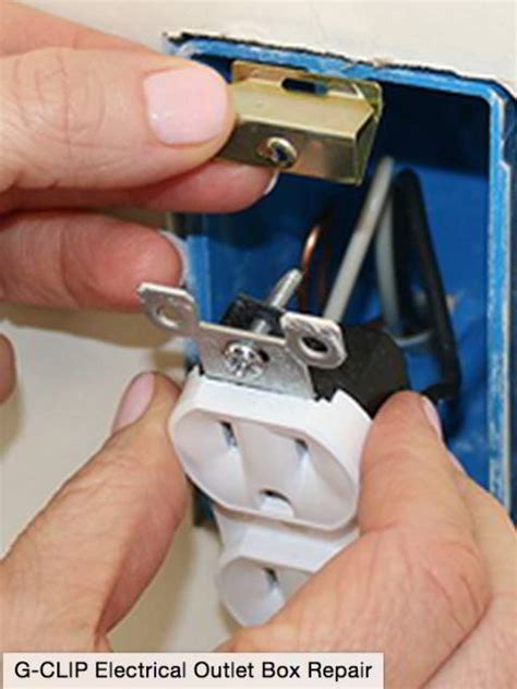 electrical outlet box repair clips|outlet box screw holes stripped.